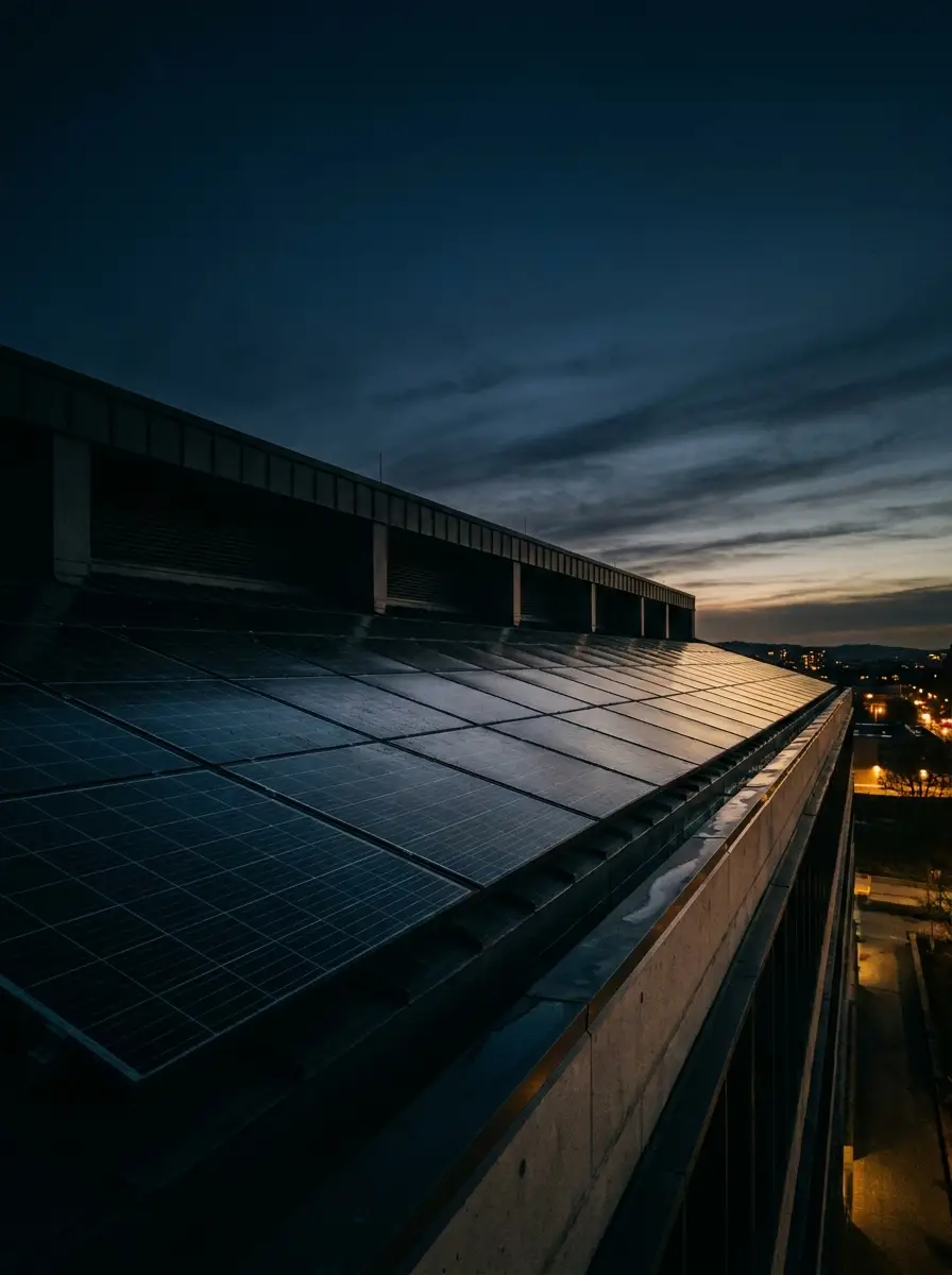Photovoltaik-Module in der Abenddämmerung